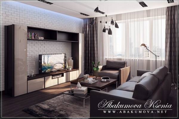 Дизайн квартиры на Смоленском бульваре - 89,50 м.кв.