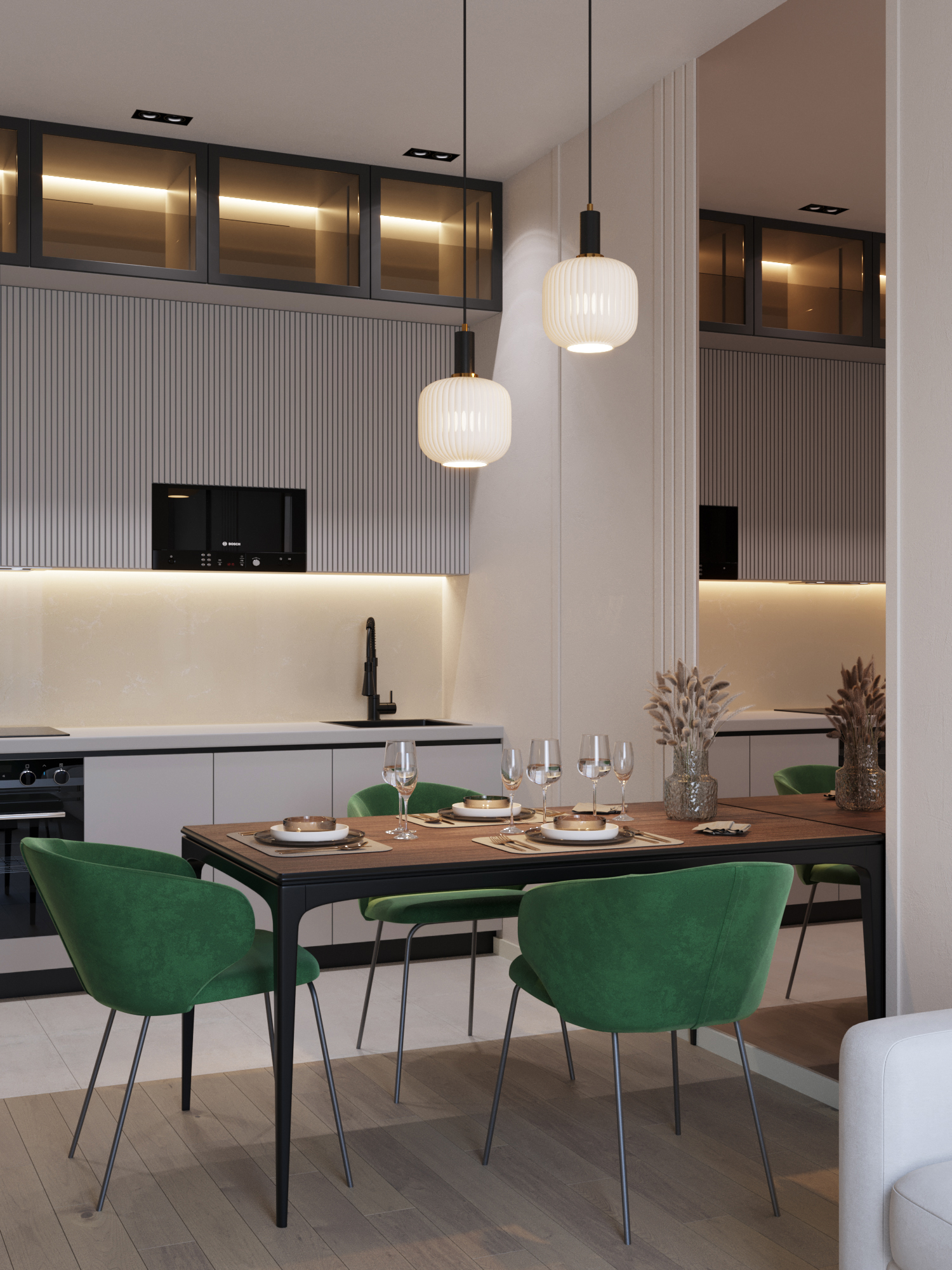 Интерьер кухни гостиной в стиле минимализм