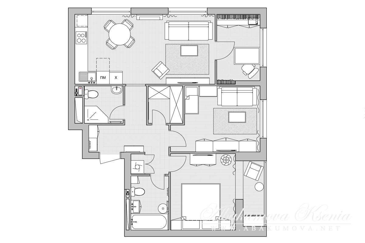 Дизайн интерьера 3-х комнатной квартиры
