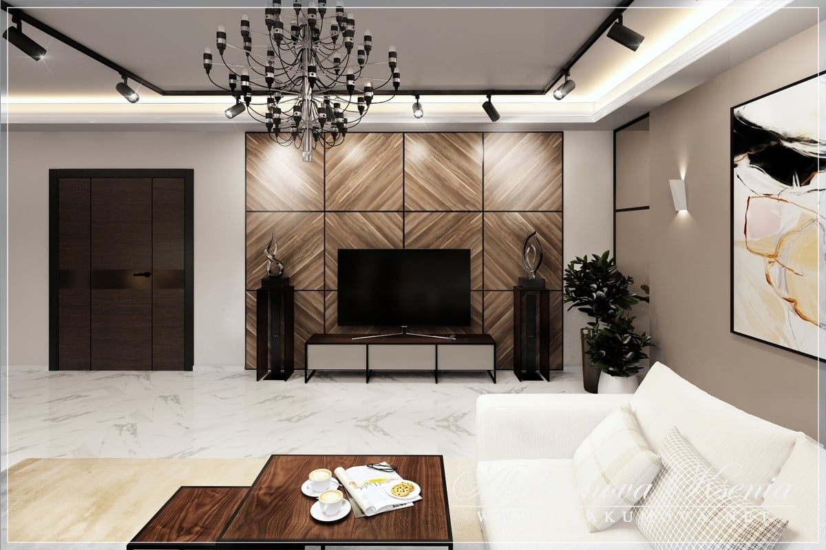Дизайн интерьера - гостиная-кухня - студия Абакумовой Ксении
